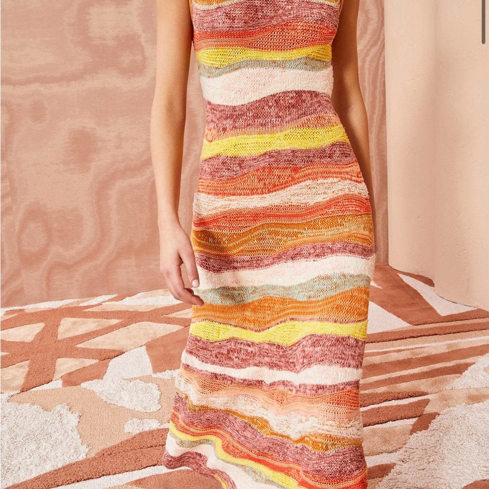 Ulla Johnson Gaia Wavy Stripes A-Line Dress